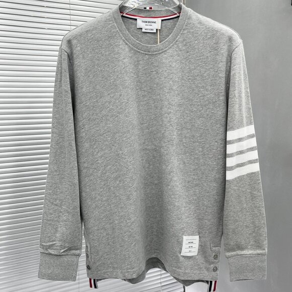 Thom Browne Grey Crew Neck Long Sleeve Top - Picture 1 of 7